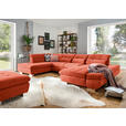 WOHNLANDSCHAFT  in Mikrofaser Orange  - Chromfarben/Orange, Design, Kunststoff/Textil (211/350/204cm) - Xora