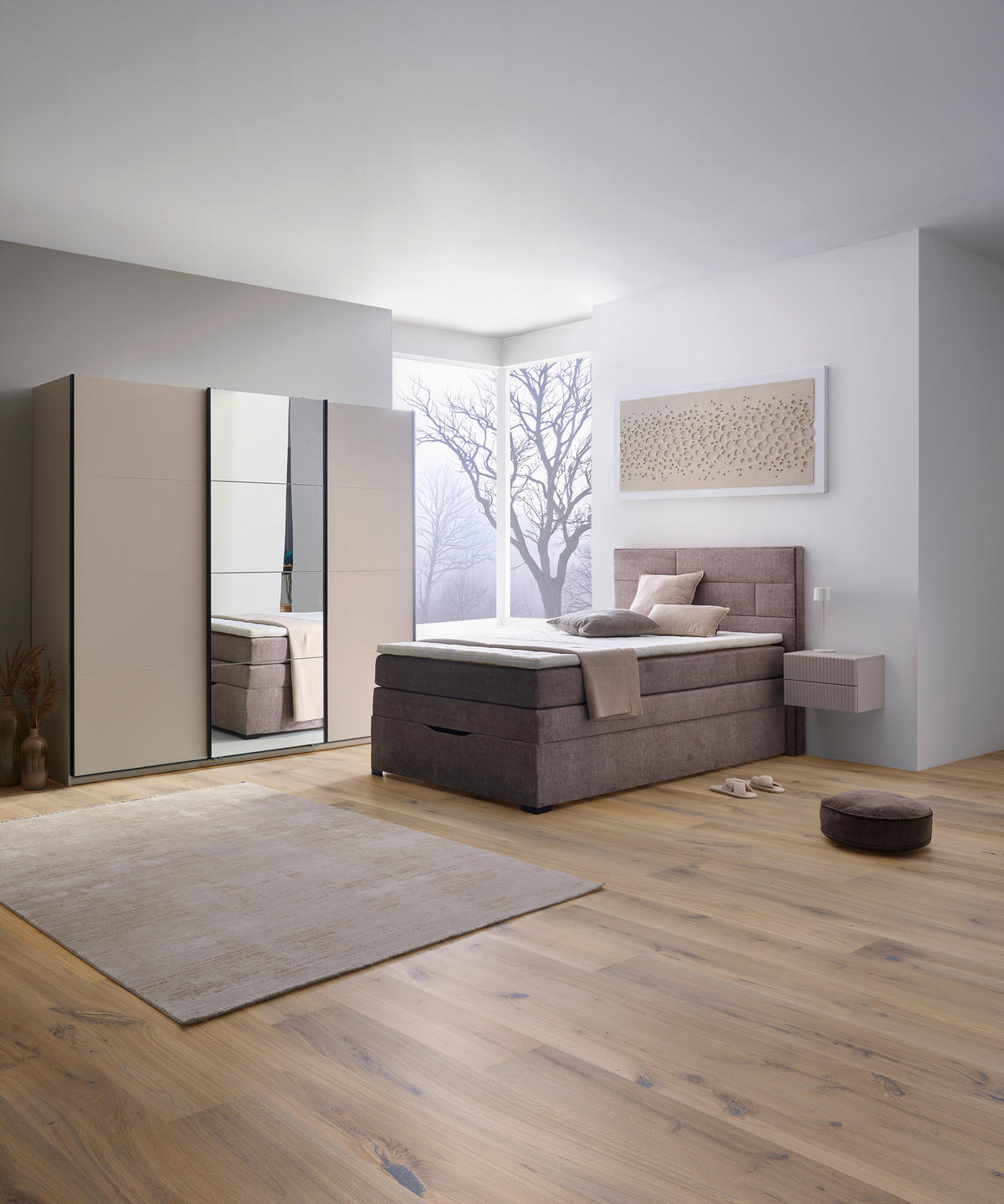 BOXSPRINGOVÁ POSTEĽ, 120/200 cm, taupe - farba wenge/taupe, Konventionell, drevo/textil (120/200cm) - Carryhome