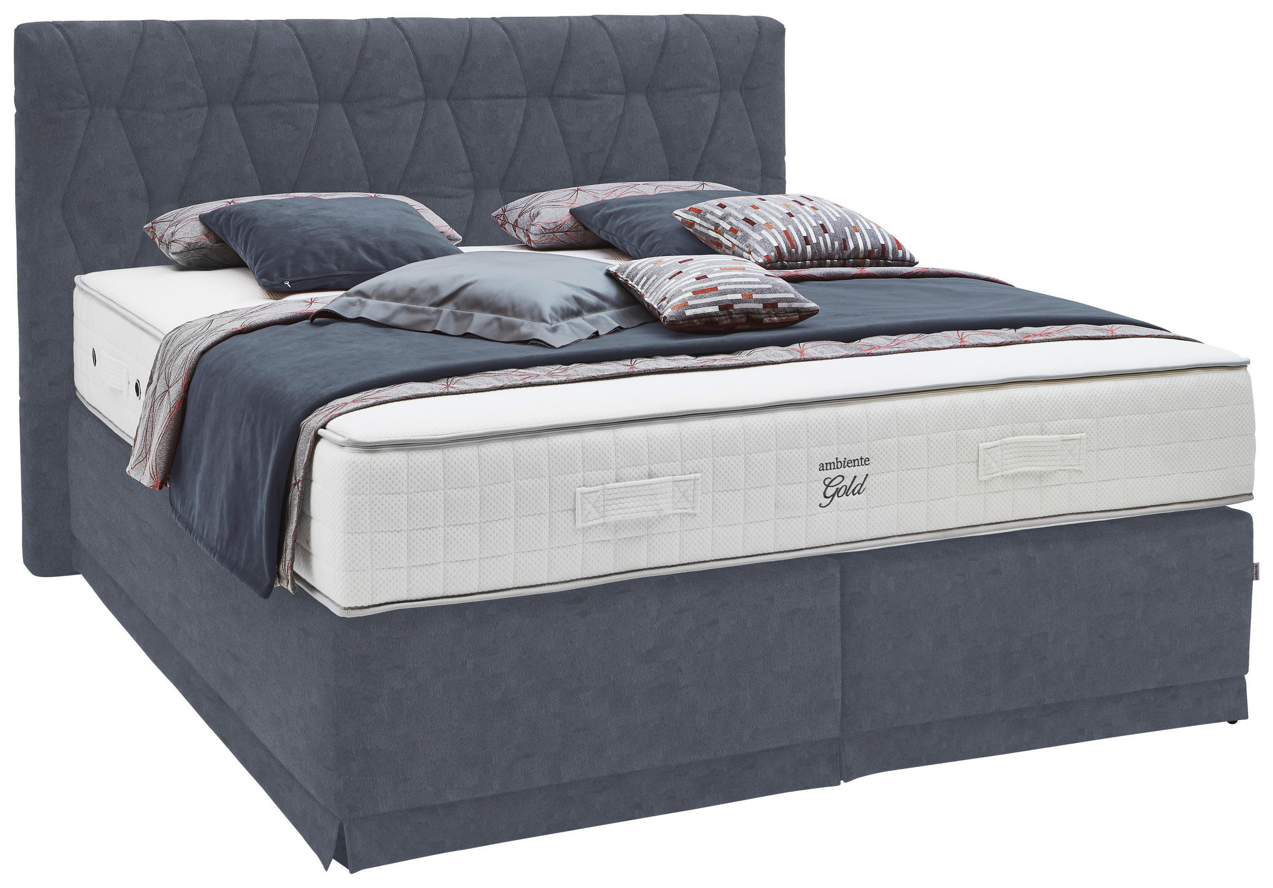 BOXSPRINGBETT 180/200 cm  in Blaugrau  - Blaugrau, KONVENTIONELL, Textil (180/200cm) - Ambiente