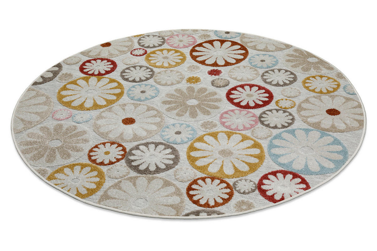 OUTDOORTEPPICH  für Terrasse und Balkon 120 cm Flowerdrops Multicolor  - Multicolor, Design, Textil (120cm) - WECON HOME
