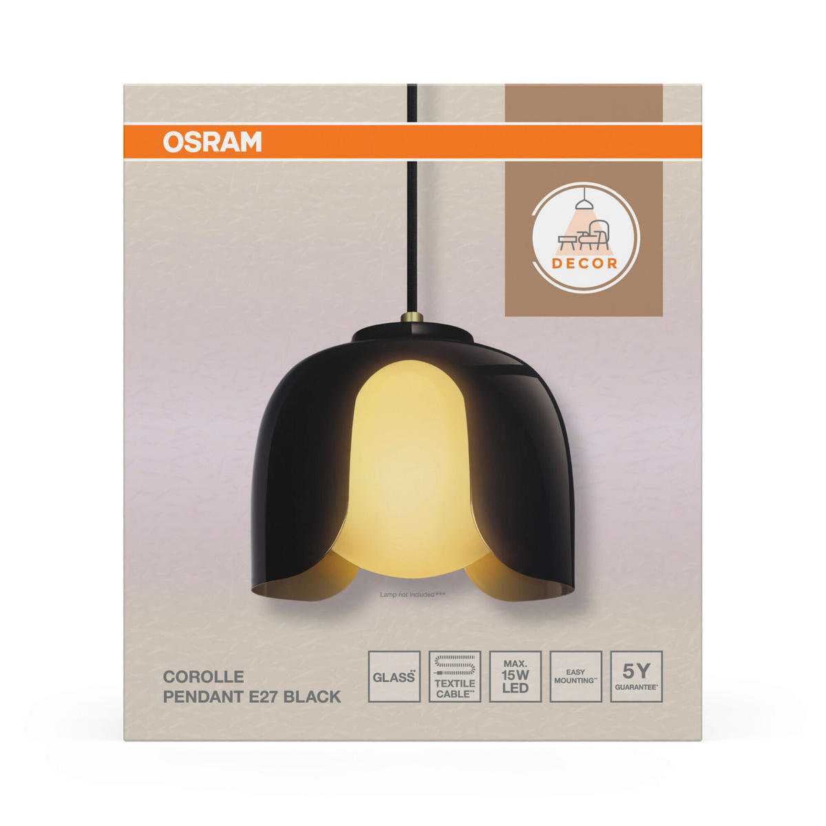 PENDELLEUCHTE 20/121,5 cm  - Schwarz, Basics, Glas/Metall (20/121,5cm) - Osram