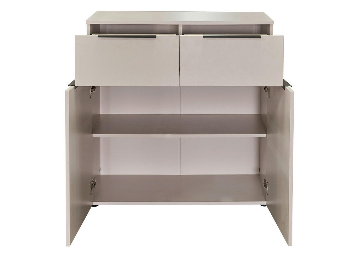 KOMMODE , 91/93/42 cm, 2 Schublade(n)  - Kaschmir/Schwarz, KONVENTIONELL, Holzwerkstoff/Kunststoff (91/93/42cm) - Xora