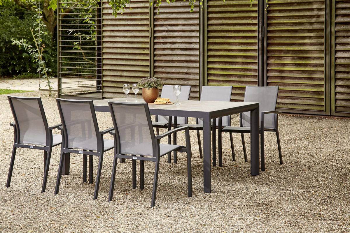 GARTENTISCHGRUPPE Aluminium  - Anthrazit/Schwarz, KONVENTIONELL, Keramik/Textil - Siena Garden