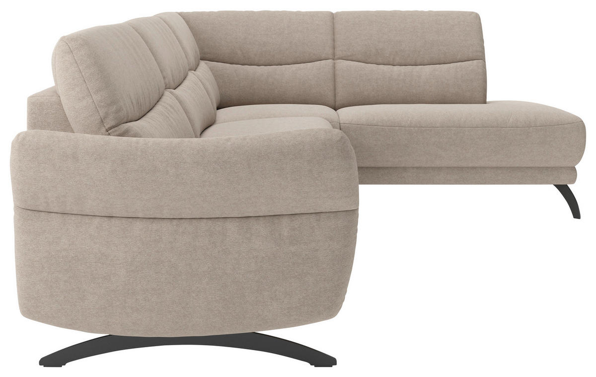 ECKSOFA Sandfarben Webstoff  - Sandfarben/Schwarz, KONVENTIONELL, Textil/Metall (263/201cm) - Pure Home Comfort
