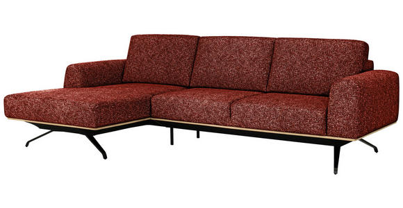 ECKSOFA in Struktur Rostfarben  157/262 cm  - Rostfarben/Schwarz, Design, Textil/Metall (157/262cm) - Novel