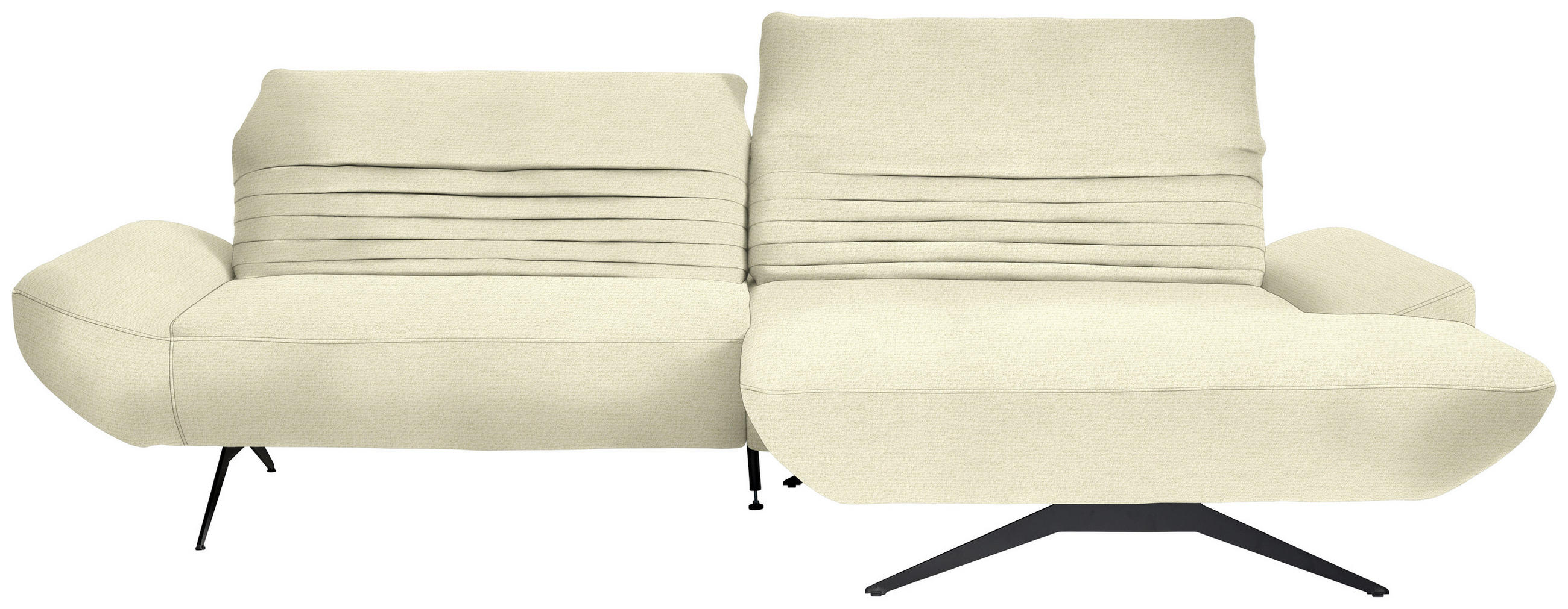 ECKSOFA in Chenille Creme  280/170-195 cm  - Creme/Schwarz, Design, Textil/Metall (280/170-195cm) - Dieter Knoll