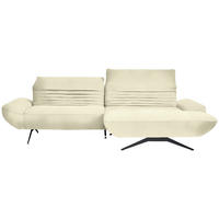 ECKSOFA in Chenille Creme  280/170-195 cm  - Creme/Schwarz, Design, Textil/Metall (280/170-195cm) - Dieter Knoll