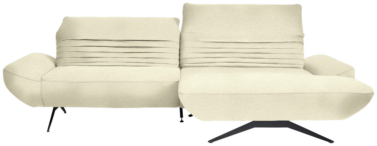 ECKSOFA in Chenille Creme  280/170-195 cm  - Creme/Schwarz, Design, Textil/Metall (280/170-195cm) - Dieter Knoll