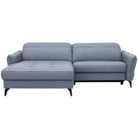 ECKSOFA MANTA in Flachgewebe Hellblau Bettkasten, Rücken echt, Relaxfunktion, Kopfteilverstellung  175/246 cm  - Schwarz/Hellblau, Design, Textil/Metall (175/246cm) - Celina