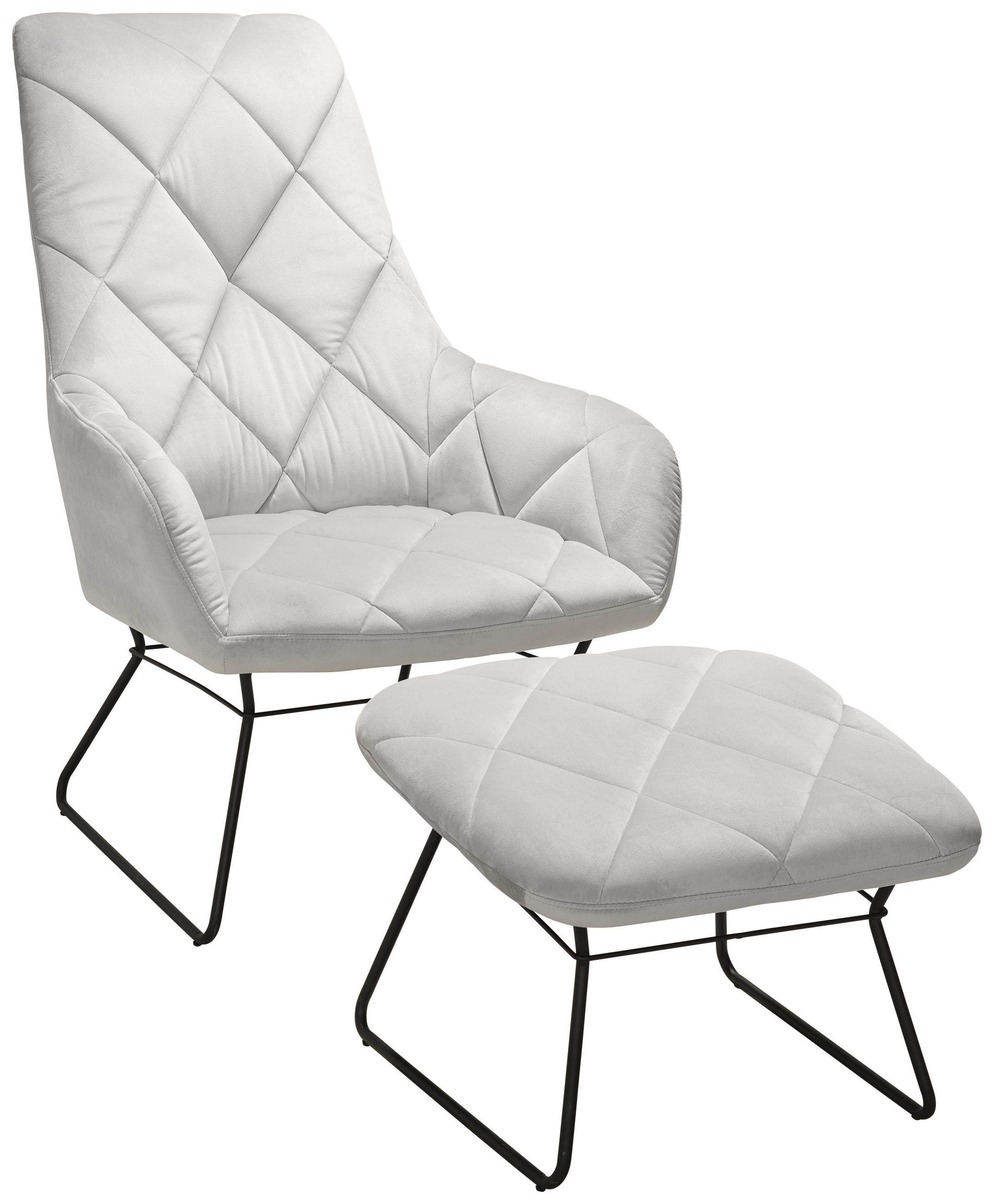 Sesselset in Metall, Textil Weiß