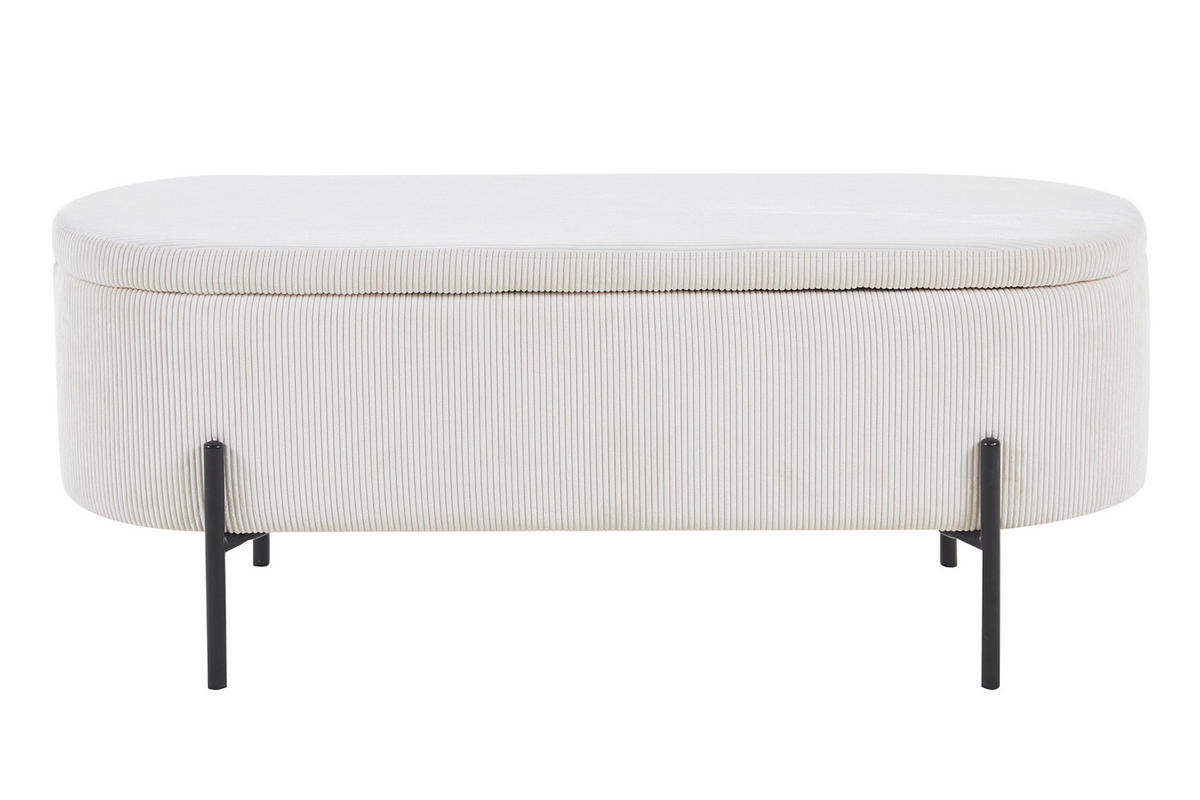 BETTBANK Cord Beige  - Beige/Schwarz, MODERN, Textil/Metall (110/44/40cm) - Livetastic