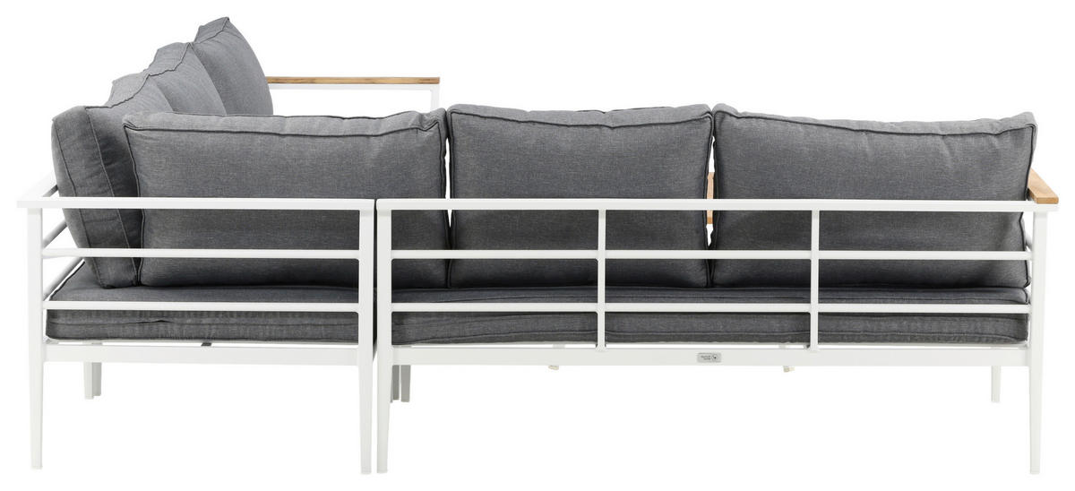 LOUNGEGARNITUR 233/233 cm Teakholz Aluminium  - Weiß, KONVENTIONELL, Holz/Metall (233/233cm) - Gardenson