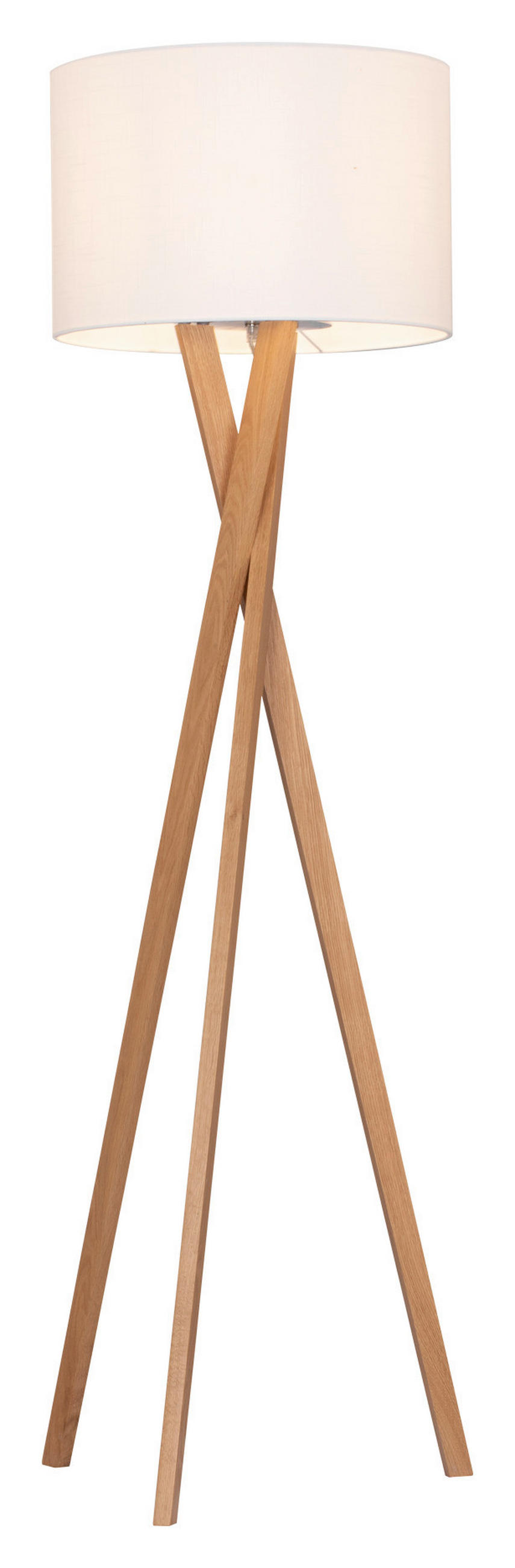 STOJACÍ LAMPA, 45/160 cm  - bílá/barvy dubu, Natur, kov/dřevo (45/160cm) - Novel