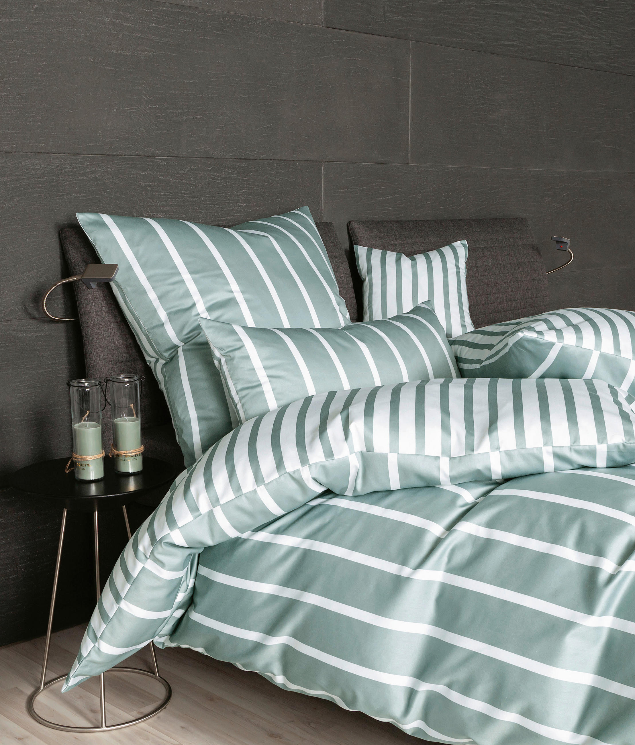 BETTWÄSCHE GENTANO Makosatin 135/200 cm - Salbeigrün/Weiß, Design, Textil (135/200cm) - Janine