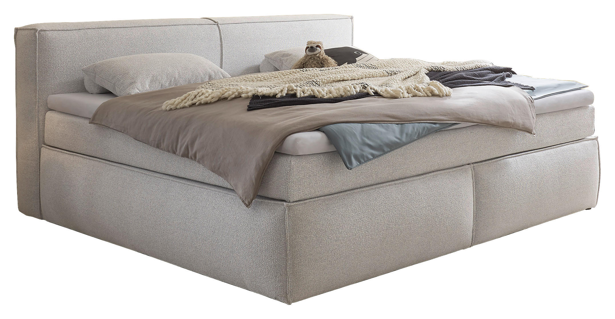 BOXSPRINGBETT 240/200 cm  in Silberfarben  - Silberfarben/Schwarz, LIFESTYLE, Kunststoff/Textil (240/200cm) - Boxxx