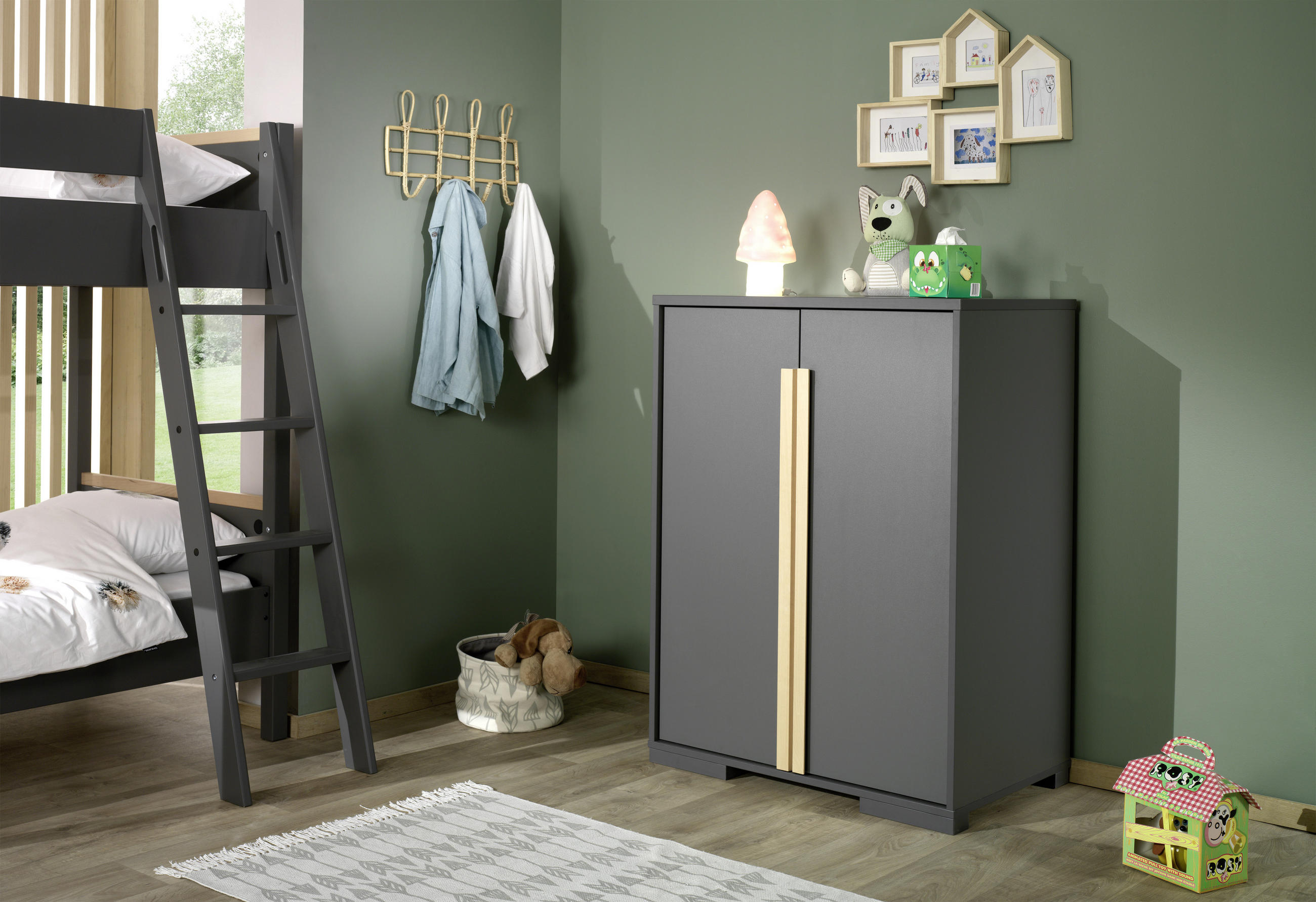 KINDERKLEIDERSCHRANK Anthrazit - Anthrazit, MODERN, Holz/Holzwerkstoff (86/116,2/56cm) - MID.YOU