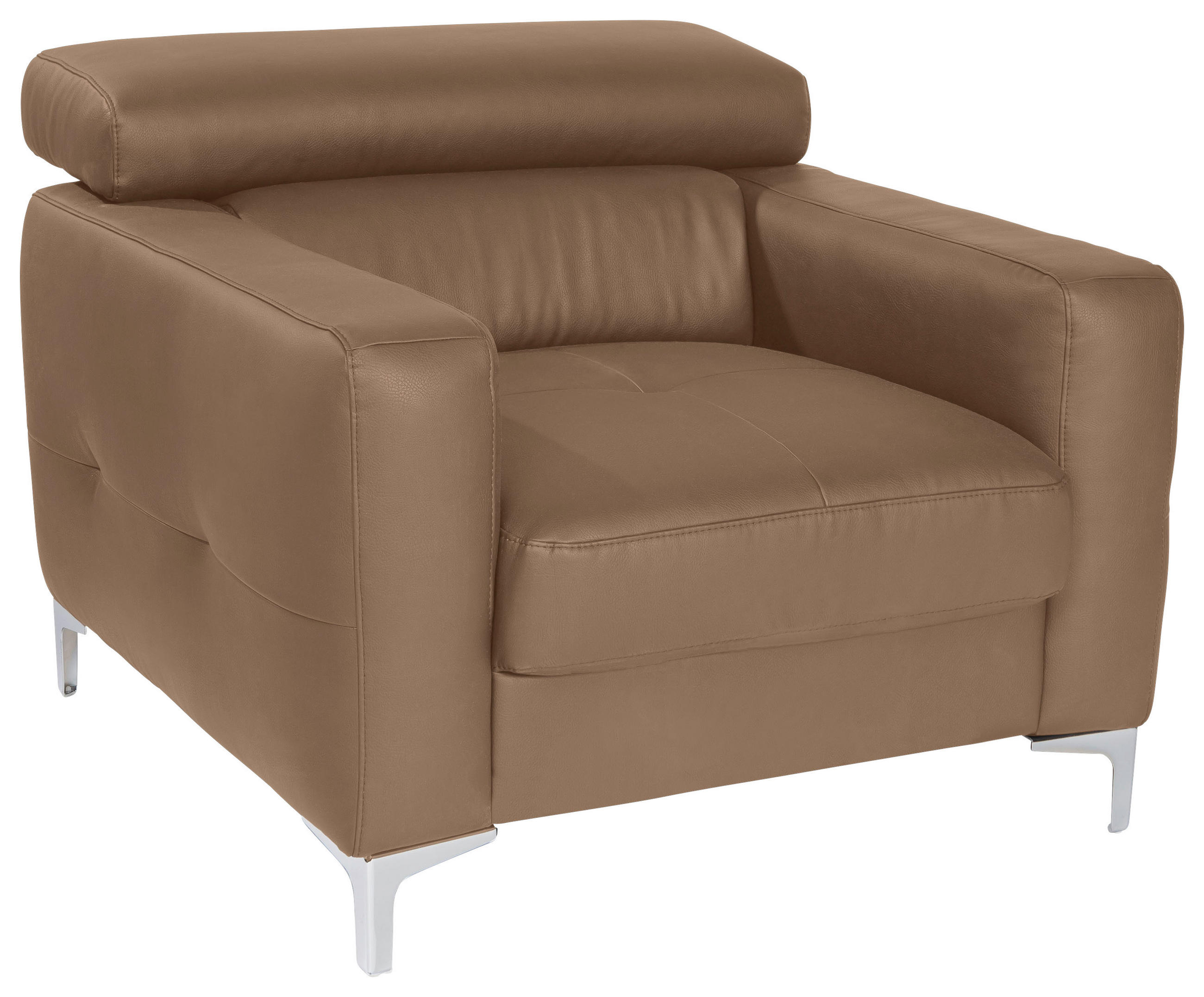 SESSEL Echtleder Hellbraun    - Chromfarben/Hellbraun, Design, Leder/Metall (99/78-92/106cm) - Livetastic
