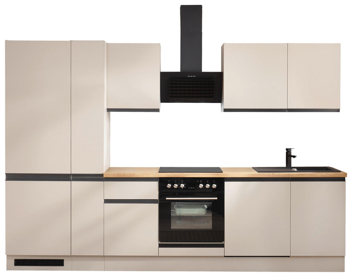 KÜCHENBLOCK 310 cm   in Seidengrau  - Eichefarben/Seidengrau, Trend, Holzwerkstoff/Metall (310cm) - P & B