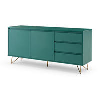 ŠIROKÁ KOMODA, zelená, 150/70/40 cm - zelená/mosadzná, Design, kov/kompozitné drevo (150/70/40cm) - Livetastic