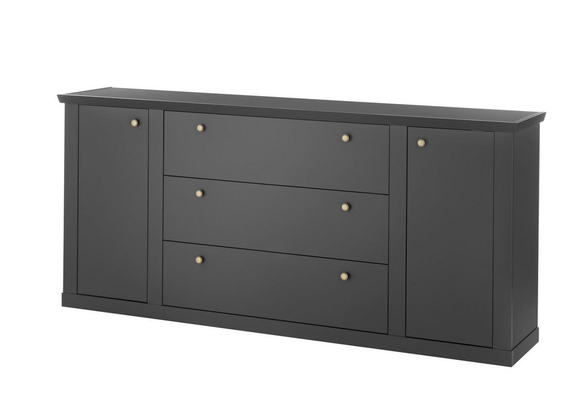 SIDEBOARD  205/92/42 cm 3 Schublade(n)  - Eichefarben/Messingfarben, Design, Holzwerkstoff/Metall (205/92/42cm) - MID.YOU