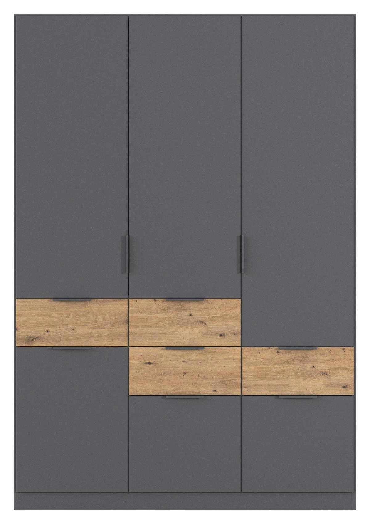 DREHTÜRENSCHRANK 4-türig Grau, Eiche Artisan  - Eiche Artisan/Grau, KONVENTIONELL, Holzwerkstoff/Metall (136/197/54cm) - Xora