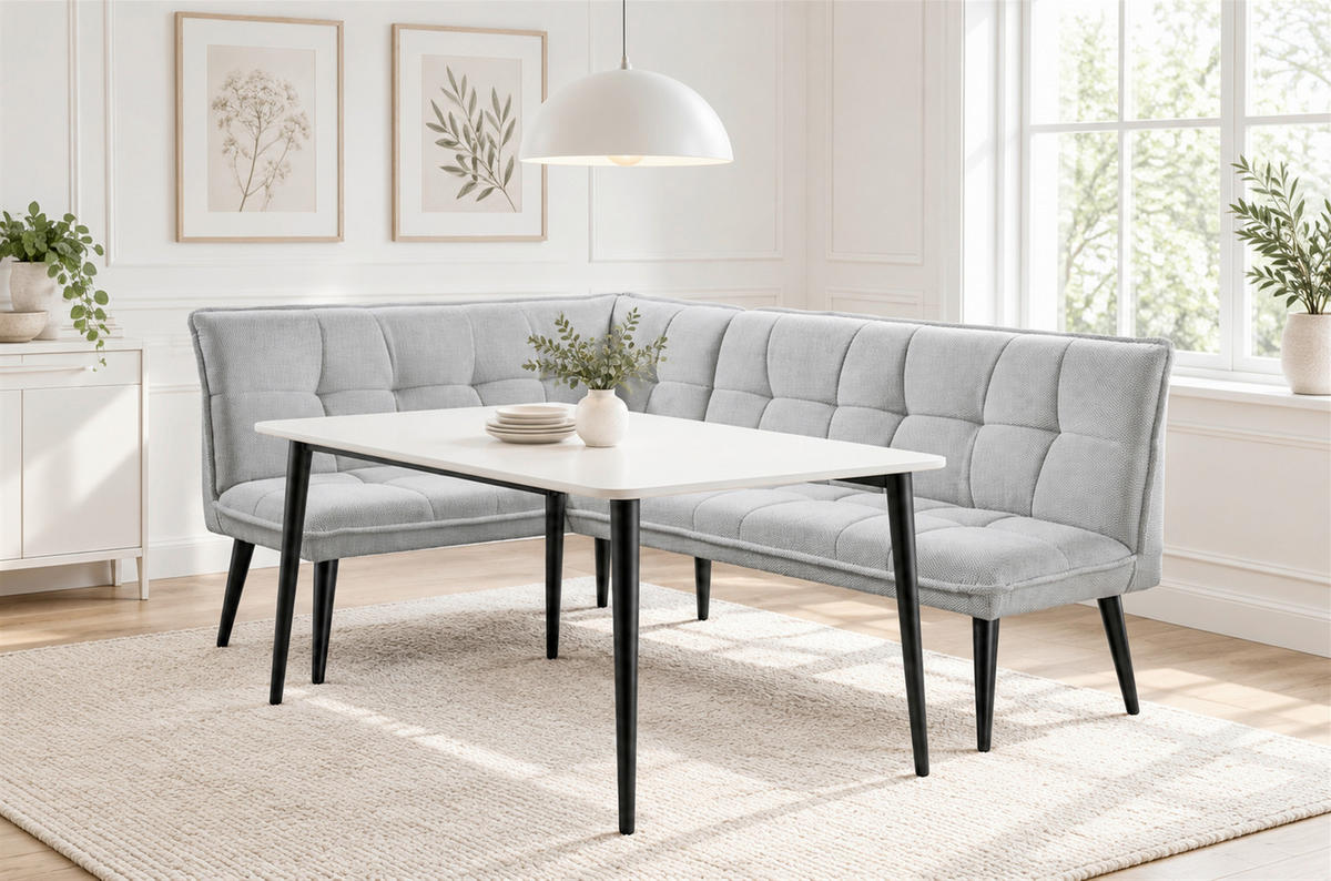 KLUPA KUTNA  srebrne boje  drvo, tekstil, drvni materijal      - srebrne boje/crna, Moderno, drvni materijal/drvo (240/161cm) - Livetastic