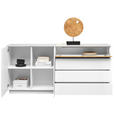 SIDEBOARD Weiß, Eichefarben  189/90/42 cm  - Eichefarben/Weiß, Design, Glas/Holz (189/90/42cm) - Novel