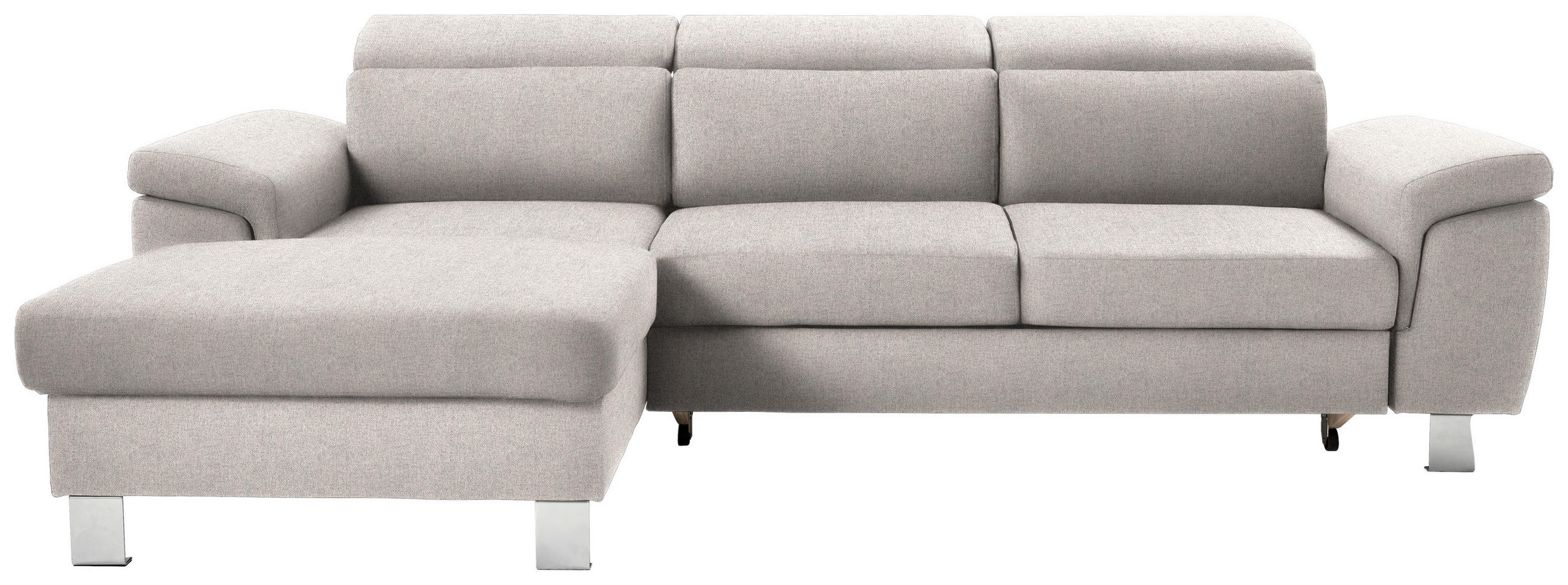 ECKSOFA inkl. Funktionen Ecru Webstoff  - Ecru/Silberfarben, Design, Textil/Metall (167/250cm) - Xora