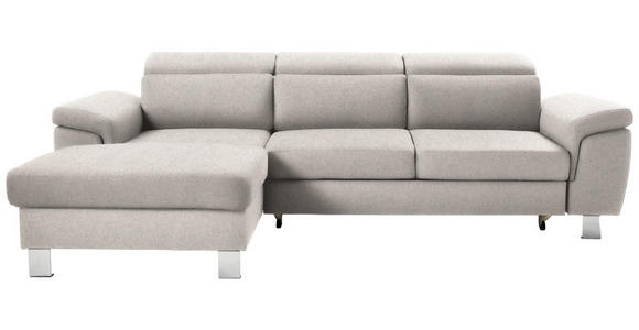 ECKSOFA inkl. Funktionen Ecru Webstoff  - Ecru/Silberfarben, Design, Textil/Metall (167/250cm) - Xora