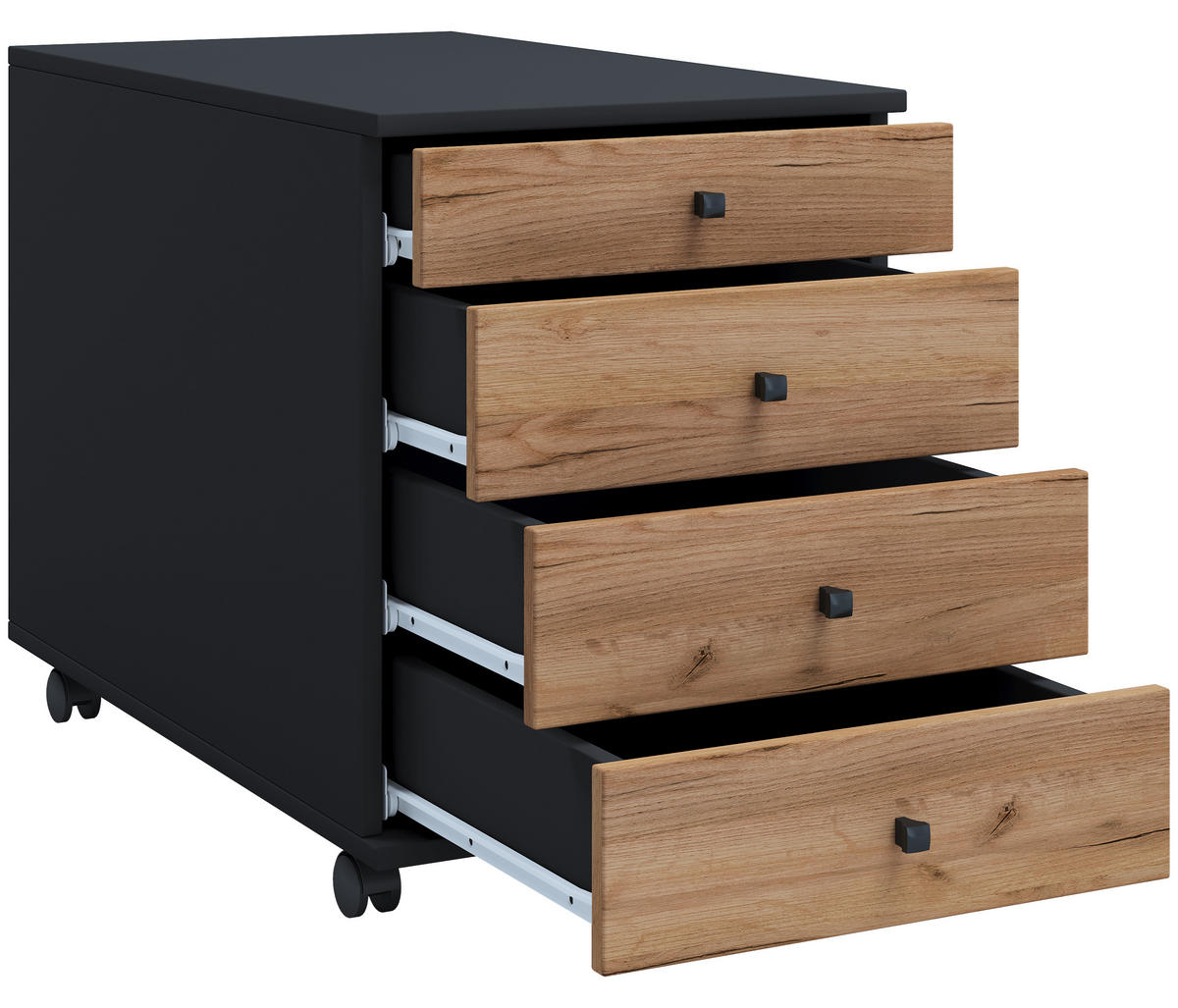 ROLLCONTAINER Anthrazit, Honigeiche  - Honigeiche/Anthrazit, Design, Holzwerkstoff/Kunststoff (42/57/75cm) - MID.YOU