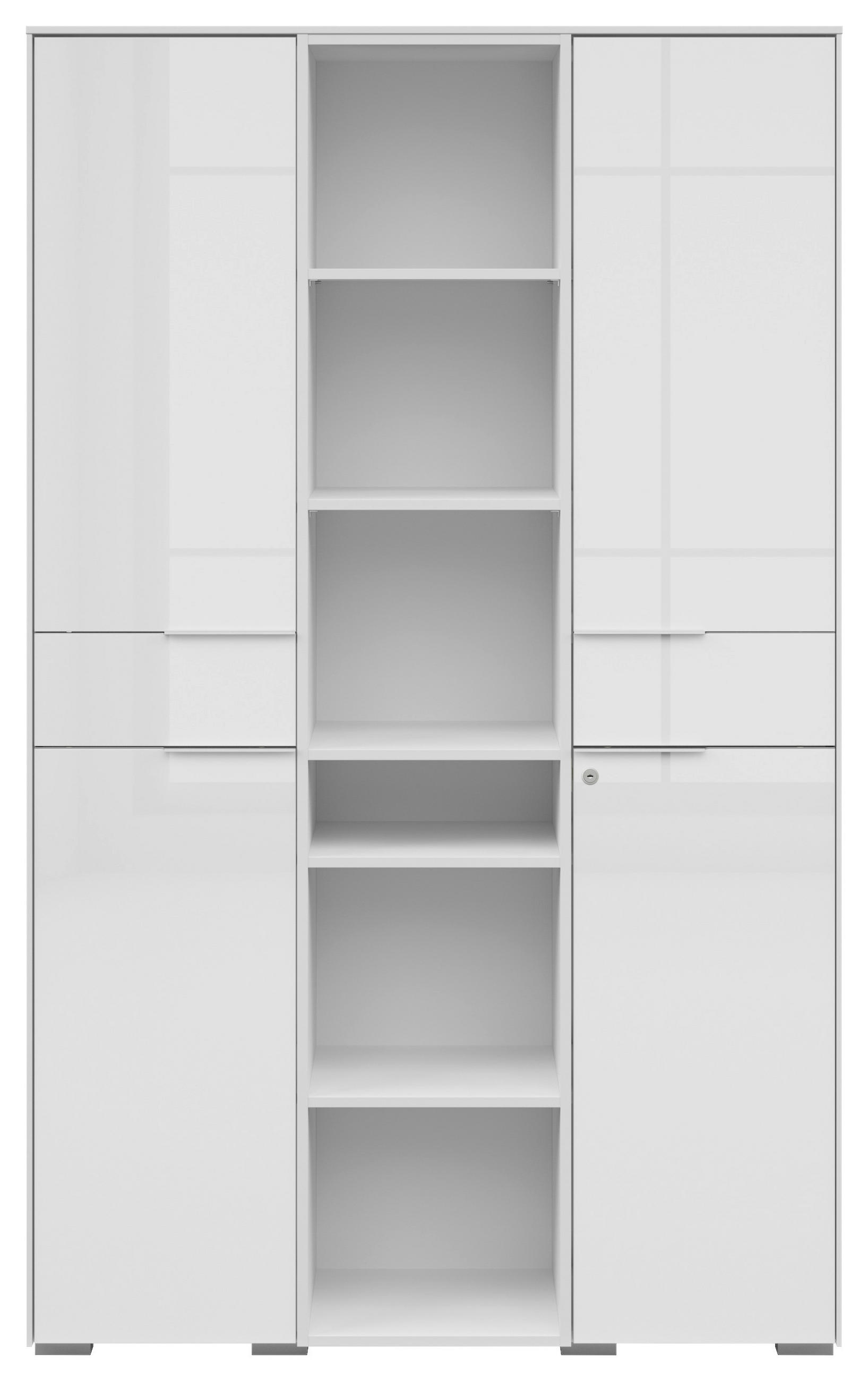 SCHRANK - Weiß, KONVENTIONELL, Glas/Holzwerkstoff (122/199/37cm) - Voleo
