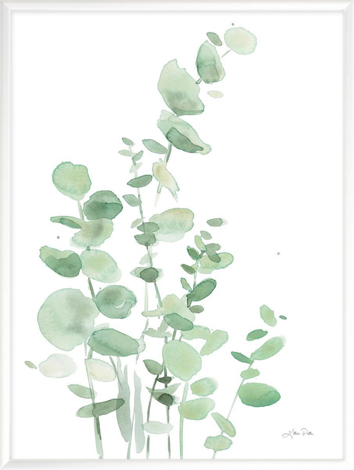 KUNSTDRUCK Pflanzen, Blätter 30/40 cm  - Weiß/Grün, Basics, Papier (30/40cm) - Monee