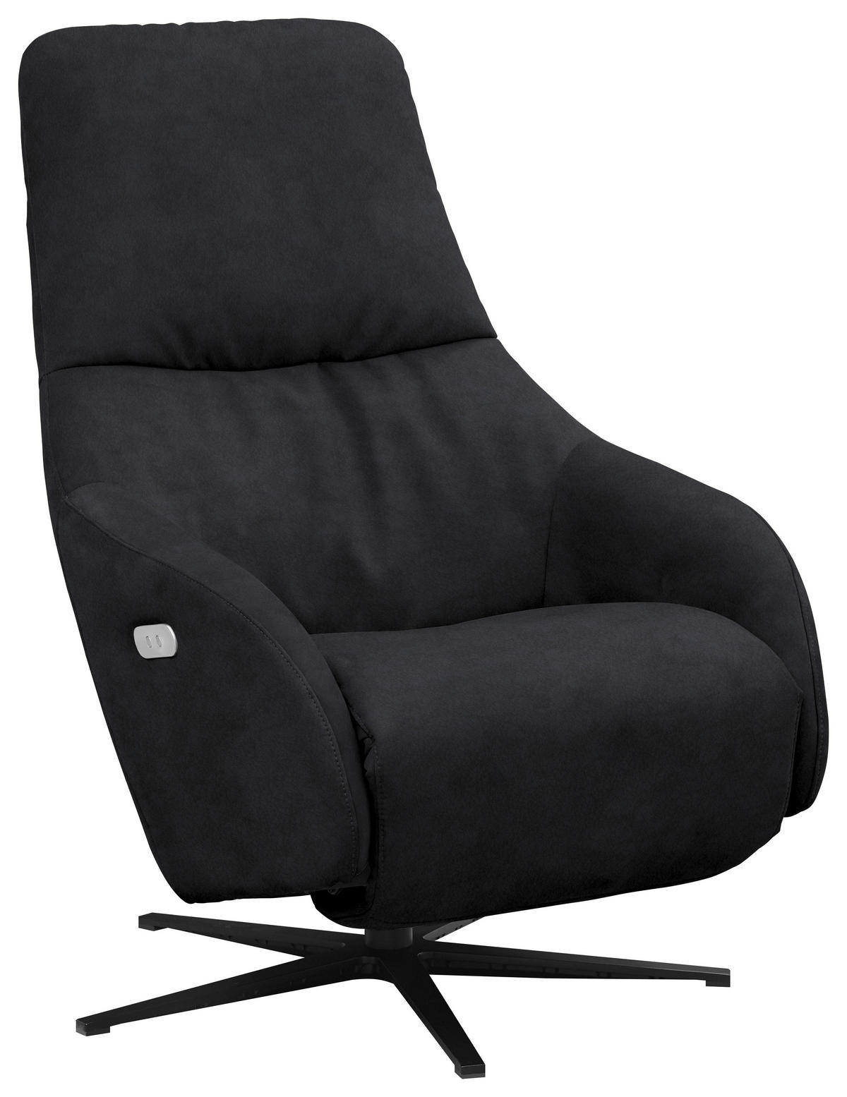 RELAXSESSEL in Textil Schwarz  - Schwarz, Design, Textil/Metall (77/108/95cm) - Chilliano