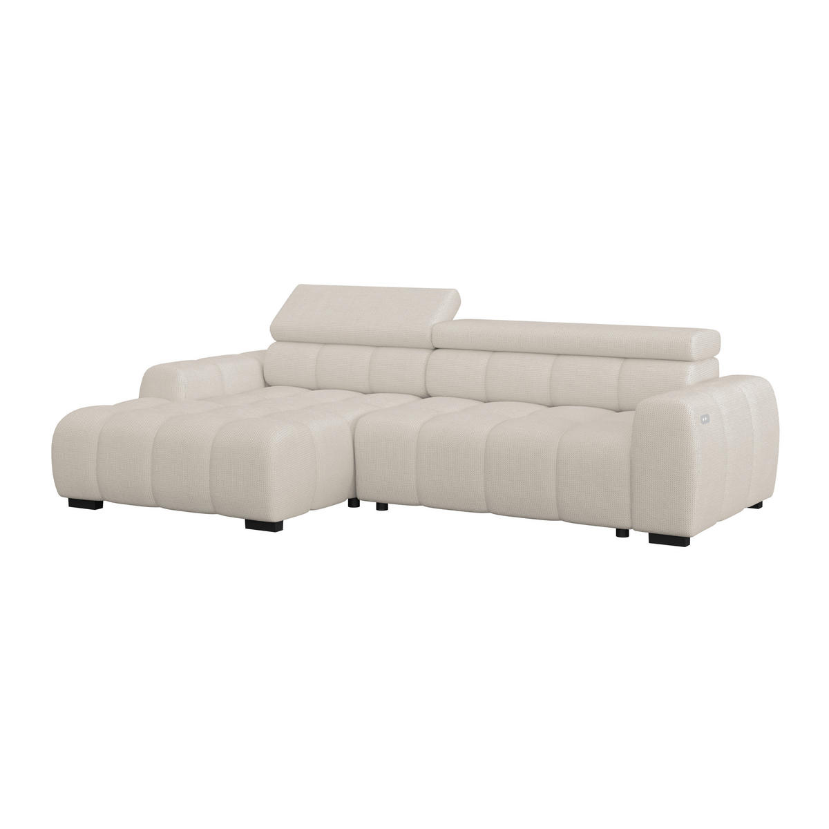 ECKSOFA Creme Webstoff  - Creme/Schwarz, Trend, Kunststoff/Textil (168/285cm) - Livetastic