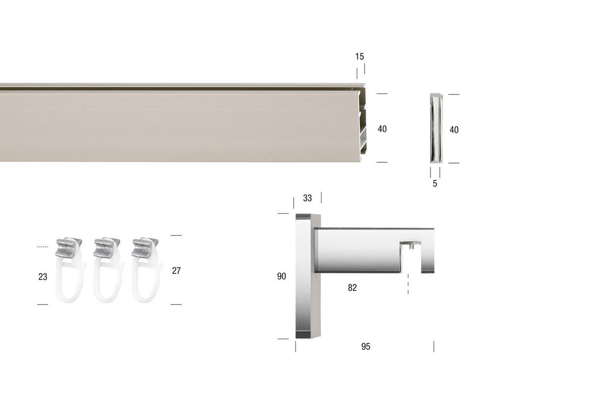 VORHANGSCHIENE  390 cm  - Grau, Basics, Metall (390cm)