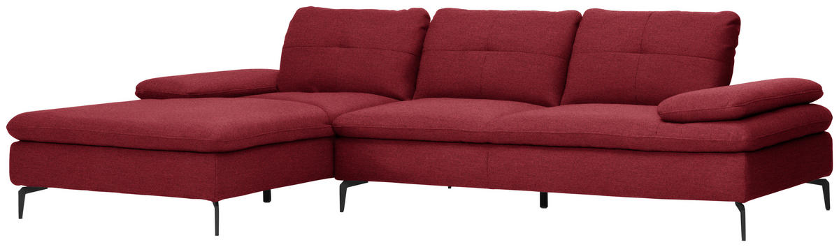 ECKSOFA in Webstoff Bordeaux  179/301 cm  - Bordeaux/Schwarz, Design, Textil/Metall (179/301cm) - Chilliano