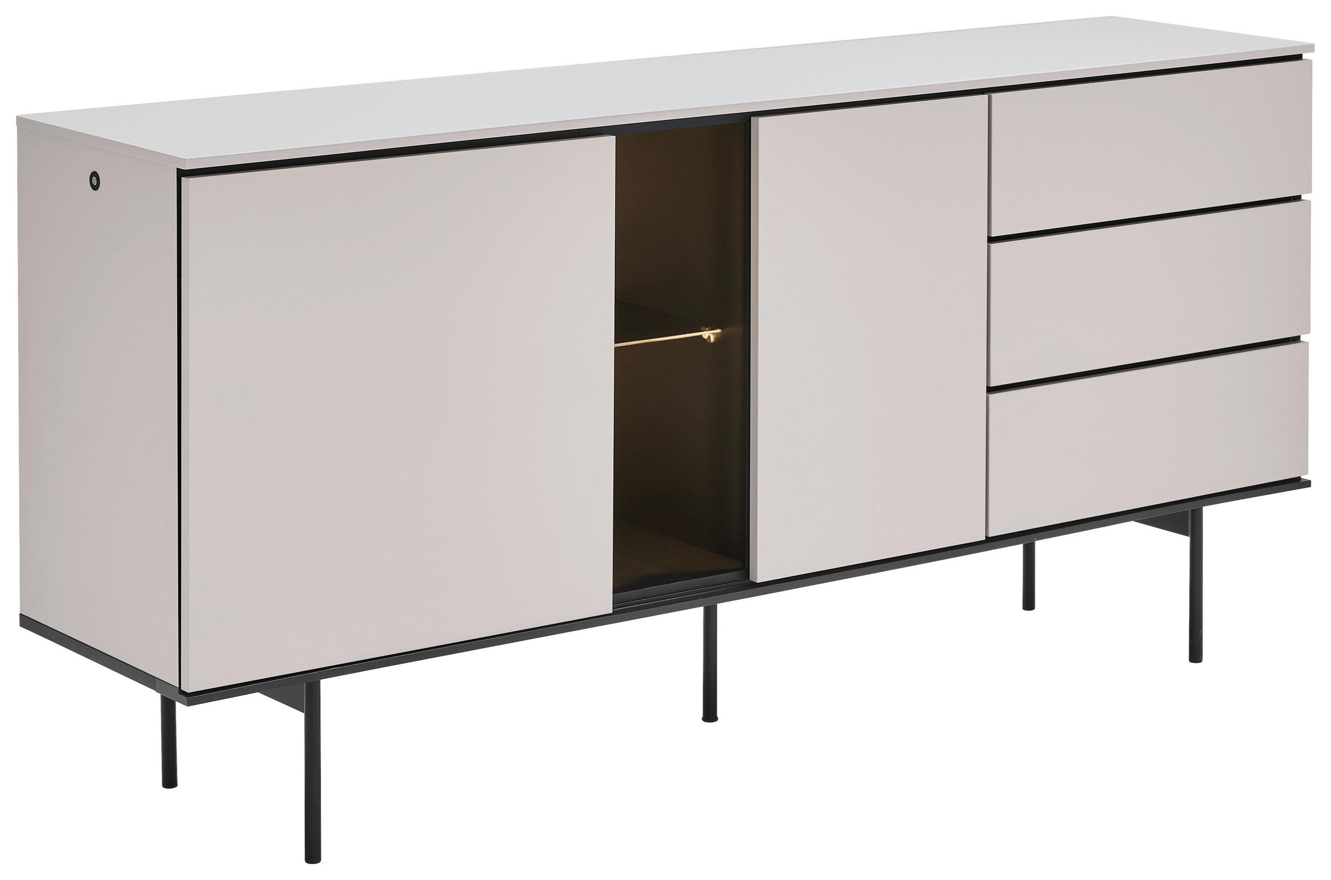 SIDEBOARD  in 167/83/41 cm  - Kaschmir/Schwarz, Design, Glas/Holzwerkstoff (167/83/41cm) - Voleo