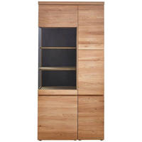 VITRINE in teilmassiv Wildeiche Anthrazit, Eichefarben  - Eichefarben/Anthrazit, Natur, Glas/Holz (100/211/43cm) - Venjakob