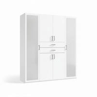KLEIDERSCHRANK Weiss  - Weiss/Schwarz, Modern, Glas/Holz (180/208/85cm) - P & B