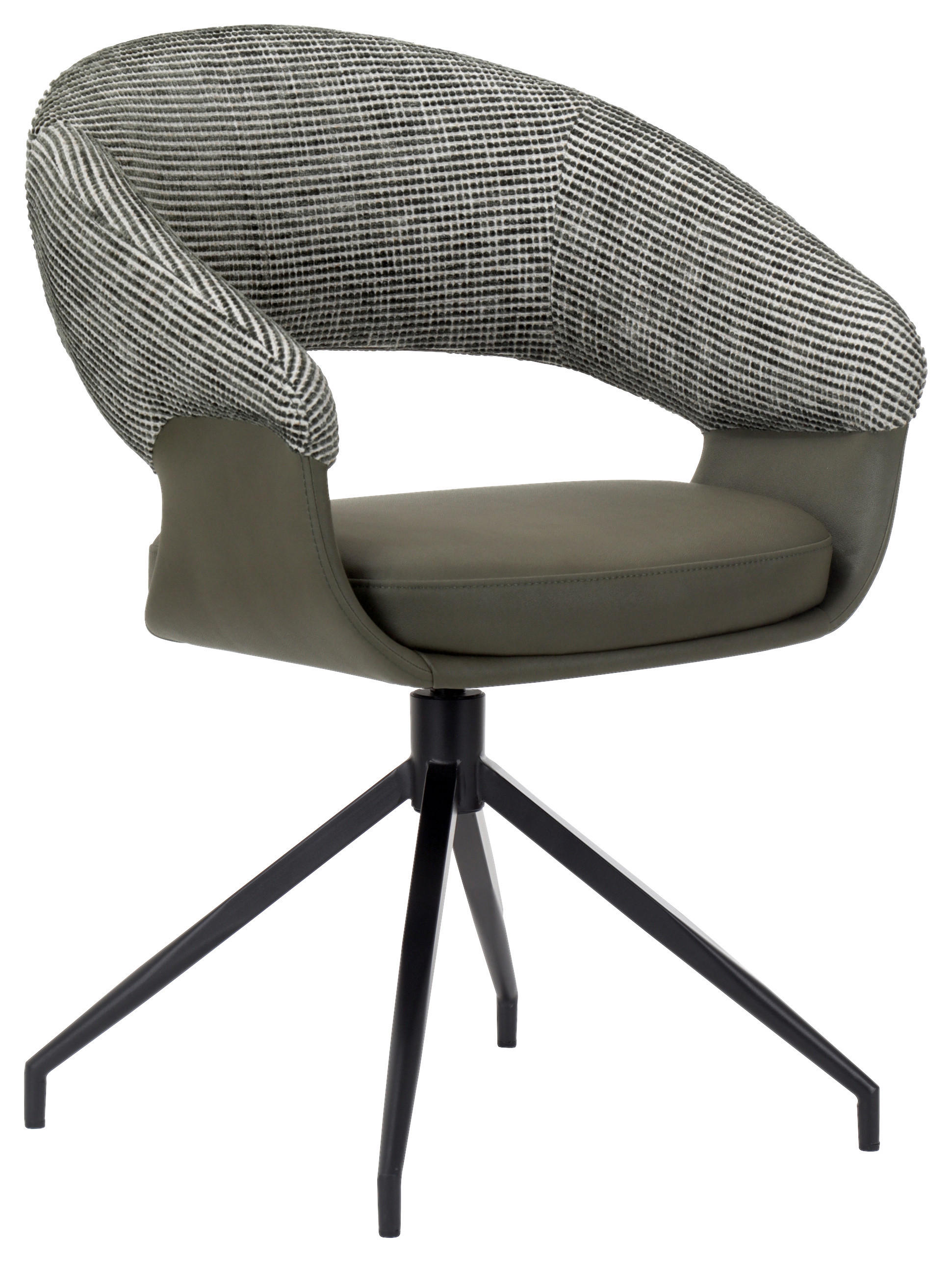 ARMLEHNSTUHL , Sitzfläche 360° drehbar, automatische Rückholfunktion , Mikrofaser, Webstoff  - Schwarz/Weiß, Design, Textil/Metall (60/83/62cm) - Novel