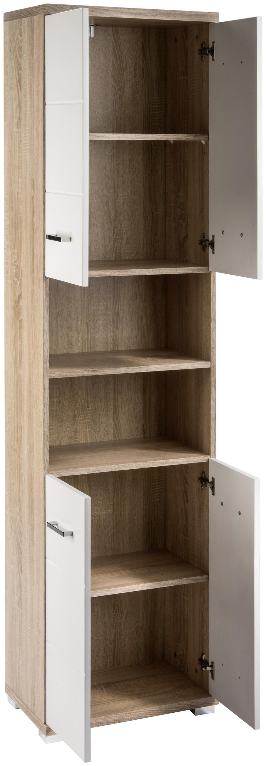 HOCHSCHRANK 50/192/31 cm  - Chromfarben/Weiß Hochglanz, MODERN, Holzwerkstoff/Kunststoff (50/192/31cm) - MID.YOU