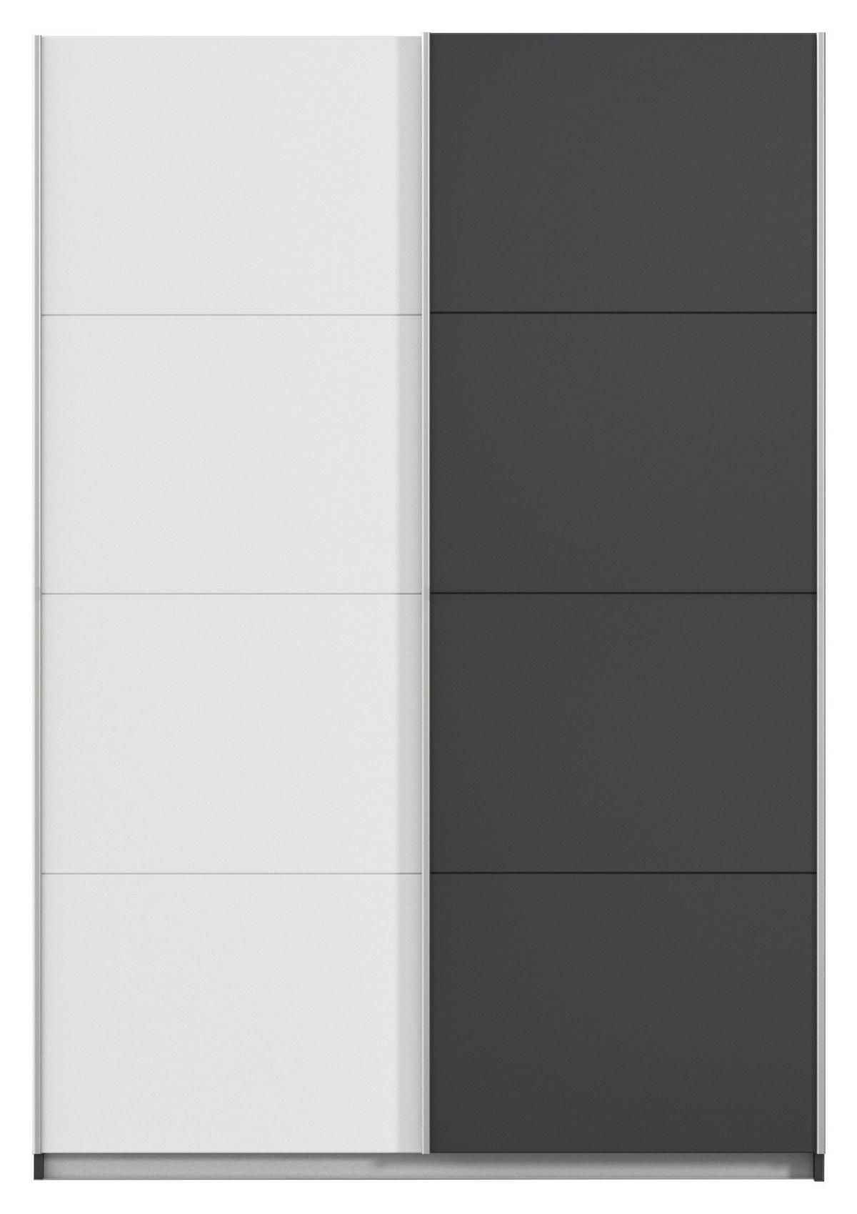SCHWEBETÜRENSCHRANK 136/197/61 cm 2-türig Graphitfarben, Weiß  - Graphitfarben/Alufarben, MODERN, Holzwerkstoff/Metall (136/197/61cm) - Rauch Möbel