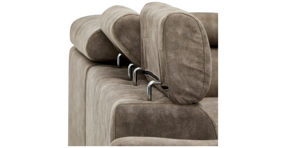 ECKSOFA in Lederlook Taupe  - Taupe/Schwarz, Design, Kunststoff/Textil (263/230cm) - Hom`in