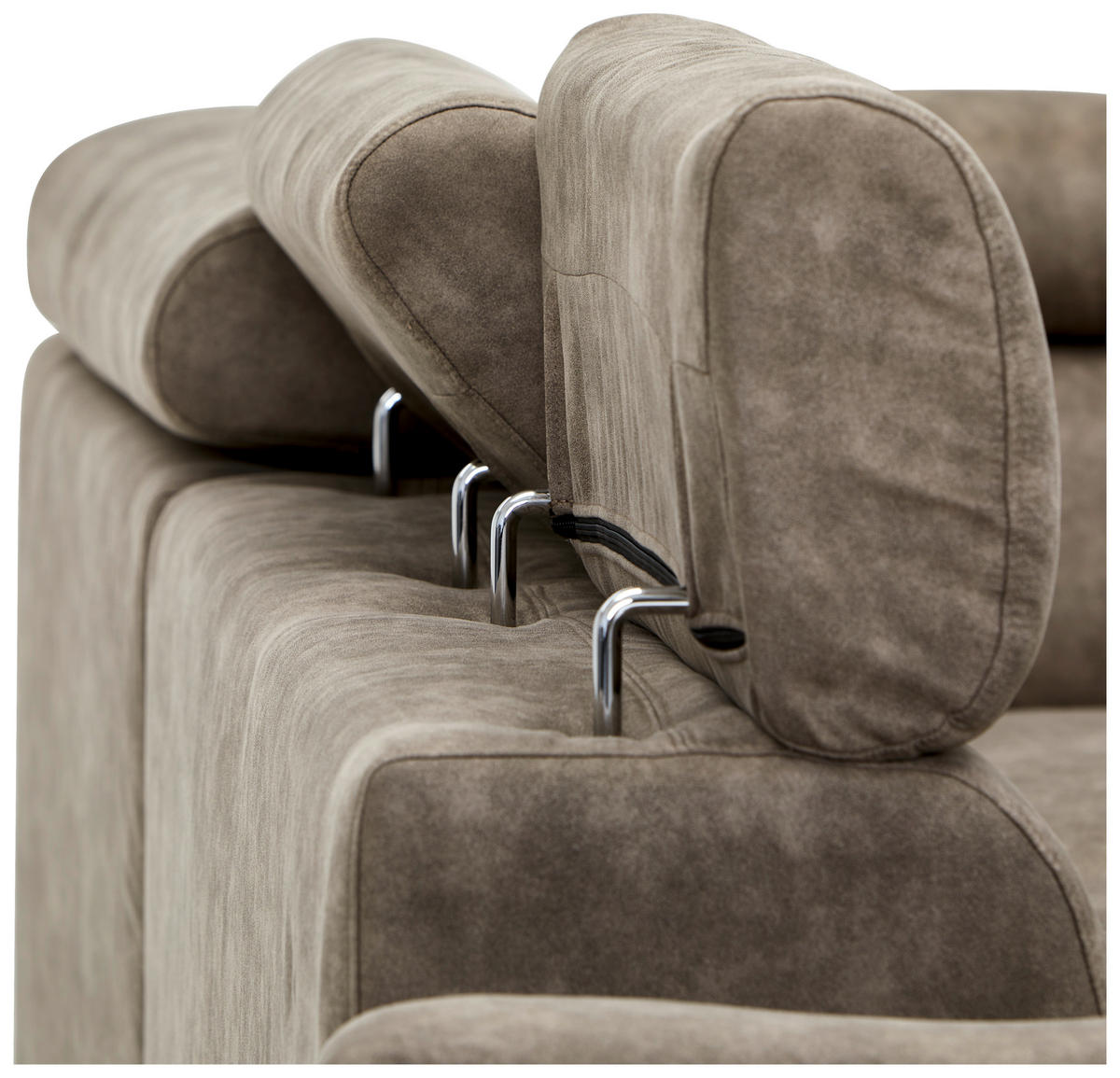 ECKSOFA in Lederlook Taupe  - Taupe/Schwarz, Design, Kunststoff/Textil (263/230cm) - Hom`in