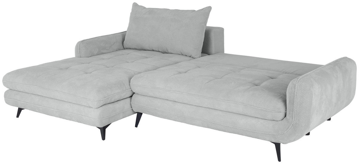 ECKSOFA WAVE Silberfarben Struktur  - Beige/Silberfarben, MODERN, Textil/Metall (189/266cm) - MID.YOU