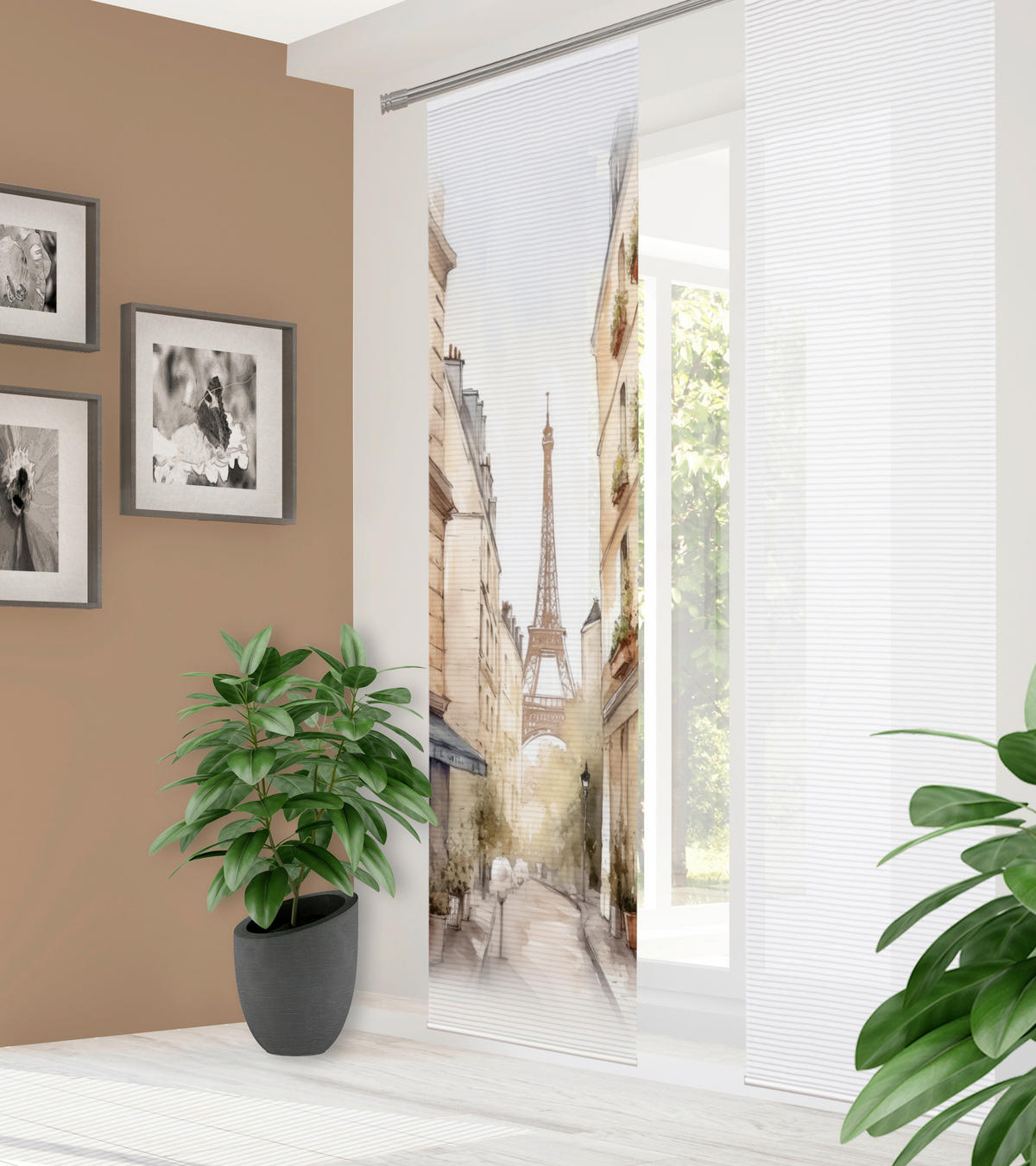 FLÄCHENVORHANG   blickdicht  60/245 cm   - Naturfarben/Weiß, LIFESTYLE, Textil (60/245cm)