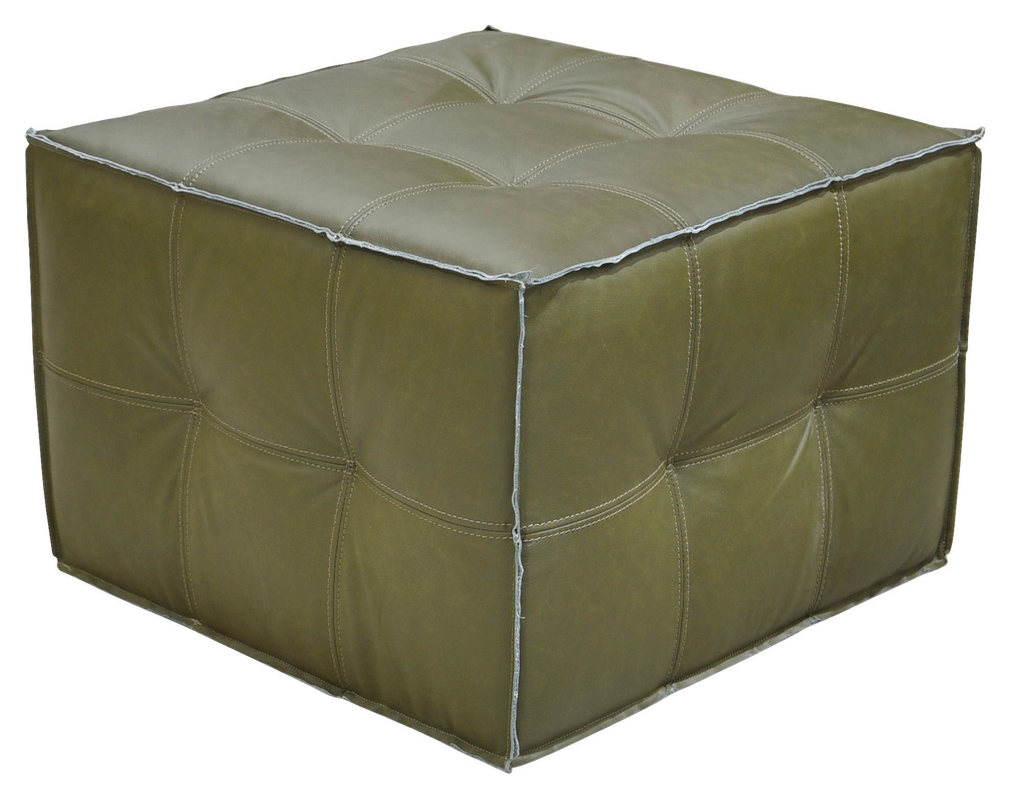 HOCKER in Holz, Leder Grün  - Schwarz/Grün, LIFESTYLE, Leder/Holz (65/44/65cm) - Landscape