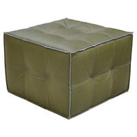 HOCKER in Holz, Leder Grün  - Schwarz/Grün, LIFESTYLE, Leder/Holz (65/44/65cm) - Landscape