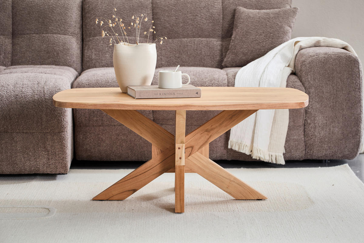 COUCHTISCH Akazie Hartholz 110/70/45 cm oval  - Akaziefarben, Design, Holz (110/70/45cm) - Livetastic