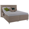 POLSTERBETT Matratze, Lattenrost, Bettkasten 160/200 cm  in Cappuccino  - Birkefarben/Silberfarben, KONVENTIONELL, Holz/Textil (160/200cm) - Esposa